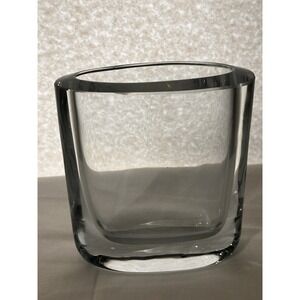 GEORG JENSEN‎ Signed Scandinavian Glass VASE MCM Heavy Mid Century
